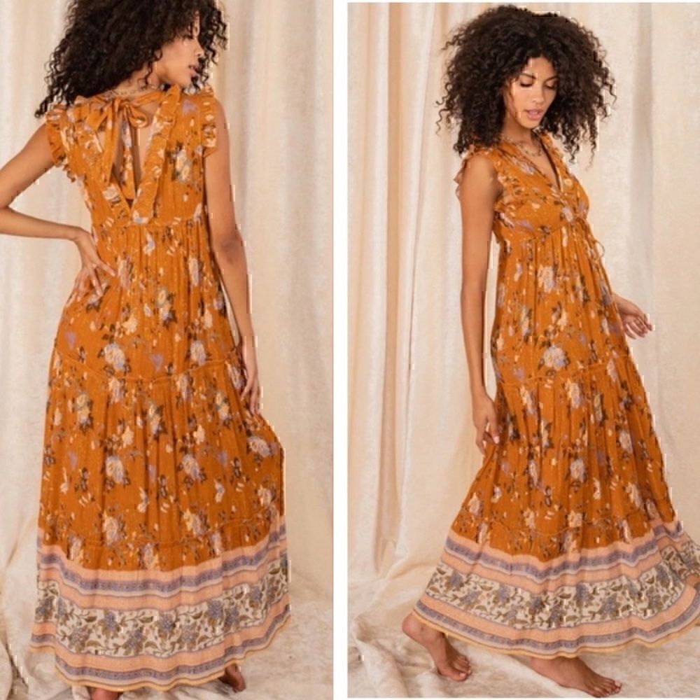 NWT Anthropologie Raga Morning Glories Maxi Dress Medium - Picture 2 of 2